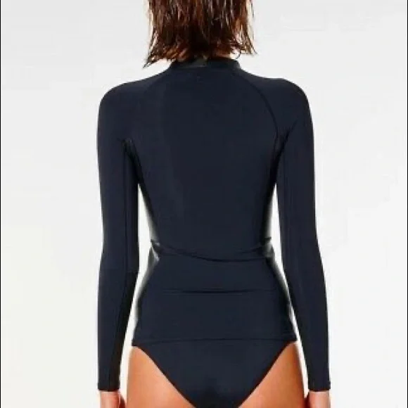 Rip Curl Mirage Ultimate Long Sleeve Swim Surf Top Zip Up Black Compression - Picture 3 of 3